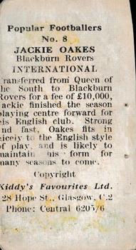 1948 Kiddys Favourites Popular Footballers #8 Jackie Oakes Back