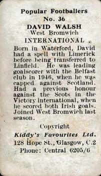 1948 Kiddys Favourites Popular Footballers #36 Davy Walsh Back