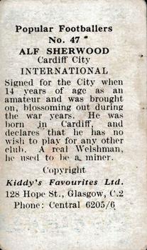 1948 Kiddys Favourites Popular Footballers #47 Alf Sherwood Back
