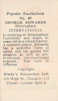1948 Kiddys Favourites Popular Footballers #49 George Edwards Back