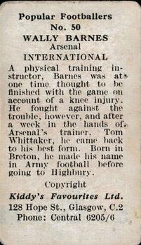1948 Kiddys Favourites Popular Footballers #50 Walley Barnes Back