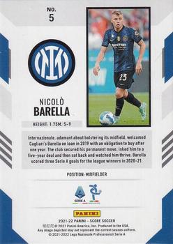 2021-22 Score Serie A #5 Nicolo Barella Back