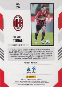 2021-22 Score Serie A #26 Sandro Tonali Back