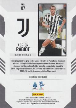 2021-22 Score Serie A #87 Adrien Rabiot Back