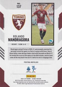 2021-22 Score Serie A #137 Rolando Mandragora Back