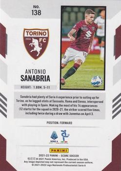 2021-22 Score Serie A #138 Antonio Sanabria Back