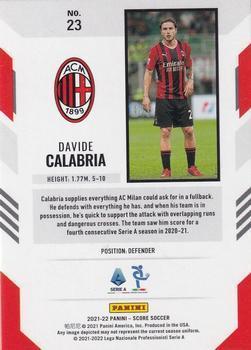 2021-22 Score Serie A - Red Lava #23 Davide Calabria Back