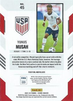 2021-22 Score FIFA - Red Lava #45 Yunus Musah Back