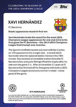 2022 Topps UEFA Champions League 30 Seasons Celebration #006 Xavi Hernández Back
