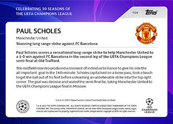 2022 Topps UEFA Champions League 30 Seasons Celebration #014 Paul Scholes Back