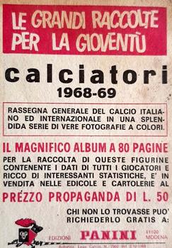 1968-69 Panini Calciatori #NNO Leonello Leoni / Vittorio Spimi Back