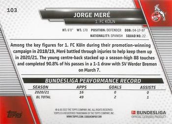 2021-22 Topps Bundesliga - Speckle Foil #103 Jorge Meré Back