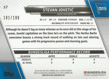 2021-22 Topps Bundesliga - Aqua Foilboard #17 Stevan Jovetic Back