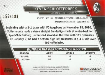 2021-22 Topps Bundesliga - Aqua Foilboard #78 Keven Schlotterbeck Back