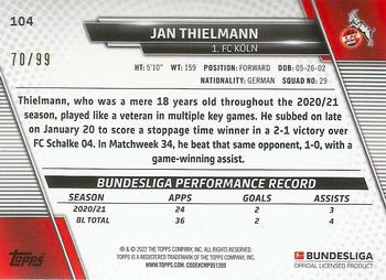 2021-22 Topps Bundesliga - Blue Foilboard #104 Jan Thielmann Back