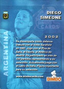 2002 Bimbo World Cup #NNO Diego Simeone Back