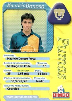2001 Bimbo Primera Division de Mexico #NNO Mauricio Donoso Back