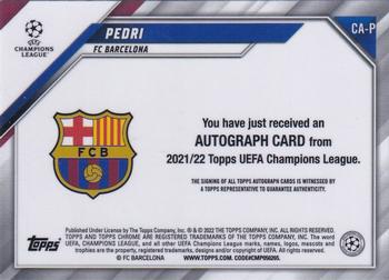 2021-22 Topps Chrome UEFA Champions League - Chrome Autographs #CA-P Pedri Back
