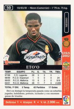 2001-02 Mundicromo Las fichas de la Liga 2002 #59 Eto'o Back
