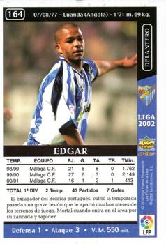 2001-02 Mundicromo Las fichas de la Liga 2002 #164 Edgar Back