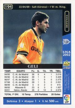 2001-02 Mundicromo Las fichas de la Liga 2002 #194b Geli Back