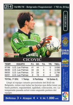 2001-02 Mundicromo Las fichas de la Liga 2002 #214b Cicovic Back