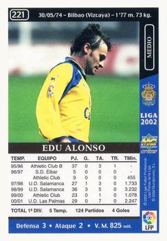 2001-02 Mundicromo Las fichas de la Liga 2002 #221 Edu Alonso Back