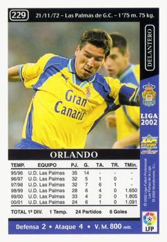 2001-02 Mundicromo Las fichas de la Liga 2002 #229 Orlando Back