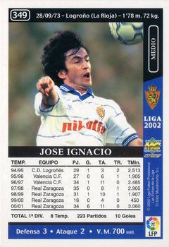 2001-02 Mundicromo Las fichas de la Liga 2002 #349b Jose Ignacio Back