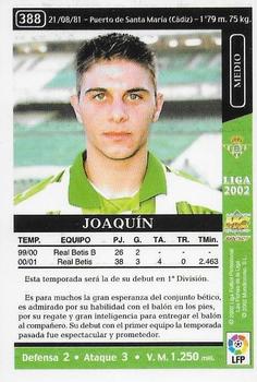 2001-02 Mundicromo Las fichas de la Liga 2002 #388 Joaquín Back