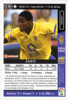 2001-02 Mundicromo Las fichas de la Liga 2002 #536 Jayo Back