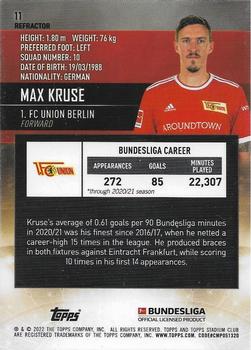 2021-22 Stadium Club Chrome Bundesliga - Refractor #11 Max Kruse Back