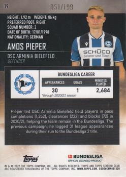 2021-22 Stadium Club Chrome Bundesliga - Aqua Refractor #19 Amos Pieper Back