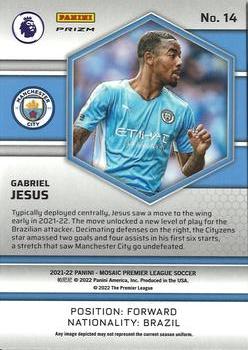 2021-22 Panini Mosaic Premier League - Gold Pulsar #14 Gabriel Jesus Back