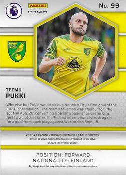 2021-22 Panini Mosaic Premier League - Mosaic Reactive Gold #99 Teemu Pukki Back