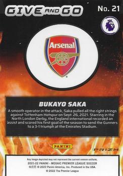 2021-22 Panini Mosaic Premier League - Give and Go Mosaic Orange Fluorescent #21 Bukayo Saka Back