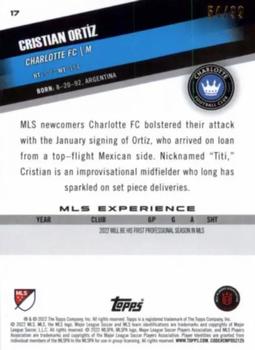 2022 Topps MLS - Blue #17 Cristian Ortíz Back