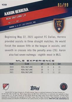 2022 Topps MLS - Blue #102 Aaron Herrera Back