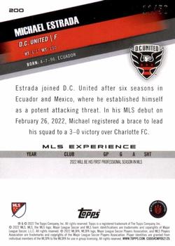 2022 Topps MLS - Gold #200 Michael Estrada Back