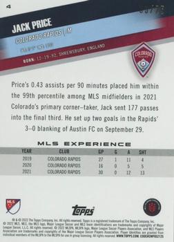 2022 Topps MLS - Orange #4 Jack Price Back