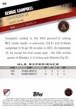 2022 Topps MLS - Orange #22 George Campbell Back