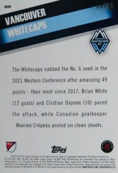 2022 Topps MLS - Orange #89 Vancouver Whitecaps Back