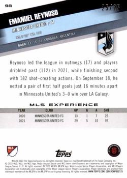 2022 Topps MLS - Orange #98 Emanuel Reynoso Back