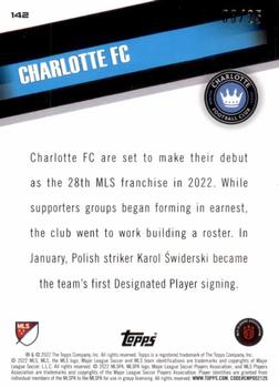 2022 Topps MLS - Orange #142 Charlotte FC Back