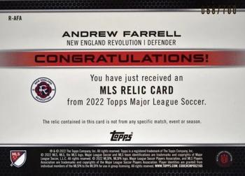 2022 Topps MLS - Relics #R-AFA Andrew Farrell Back