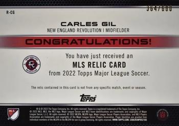 2022 Topps MLS - Relics #R-CG Carles Gil Back