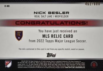 2022 Topps MLS - Relics #R-MB Nick Besler Back