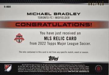 2022 Topps MLS - Relics #R-MBR Michael Bradley Back