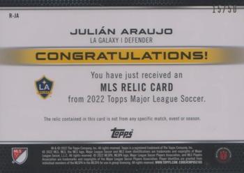 2022 Topps MLS - Relics Gold #R-JA Julián Araujo Back