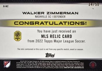 2022 Topps MLS - Relics Gold #R-WZ Walker Zimmerman Back